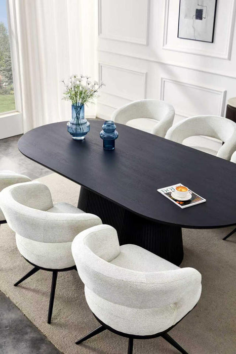 Japandi Eetkamerstoel Belfort Bouclé Crème Set van 2