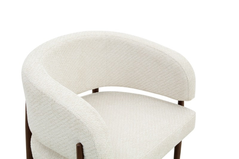 Japandi Eetkamerstoel Quintin Bouclé Stone Set van 4