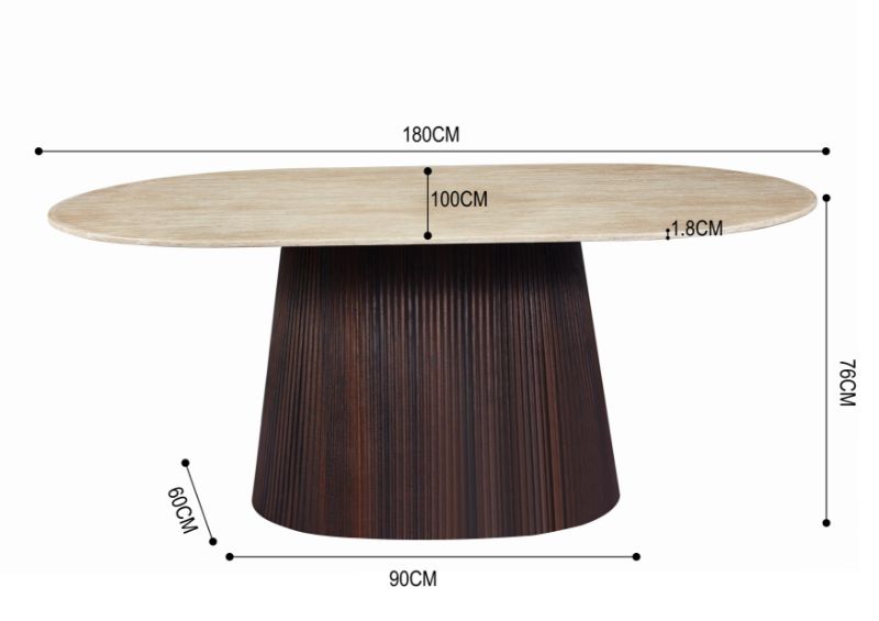 Japandi Eettafel Gemont Travertin Look 180 cm