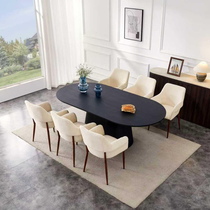 Japandi eetkamerstoel FLECHE Boucle Creme Set van 2