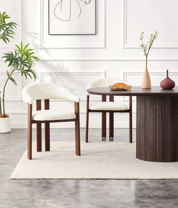 Chaise de Salle à Manger Japandi MOUZ Bouclé Crème