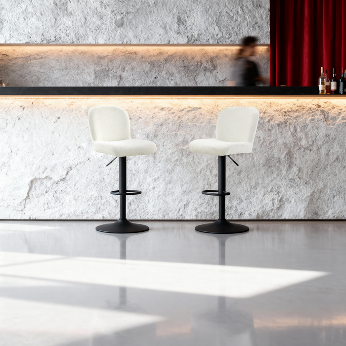 Tabouret HECKEN Bouclé Creme