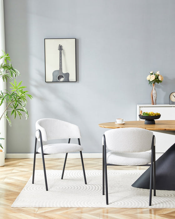 BARETZ Eetkamerstoel Bouclé Creme