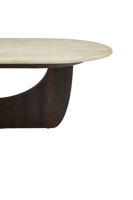 Japandi Salontafel ARMOY Travertin Walnoot Look 130 cm
