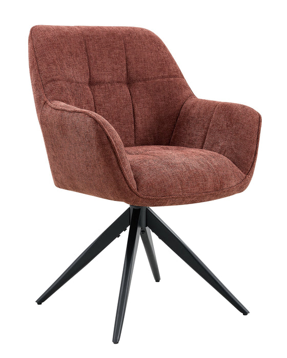 Chaise de Salle à Manger Niort Lin Tissé RougeBrun