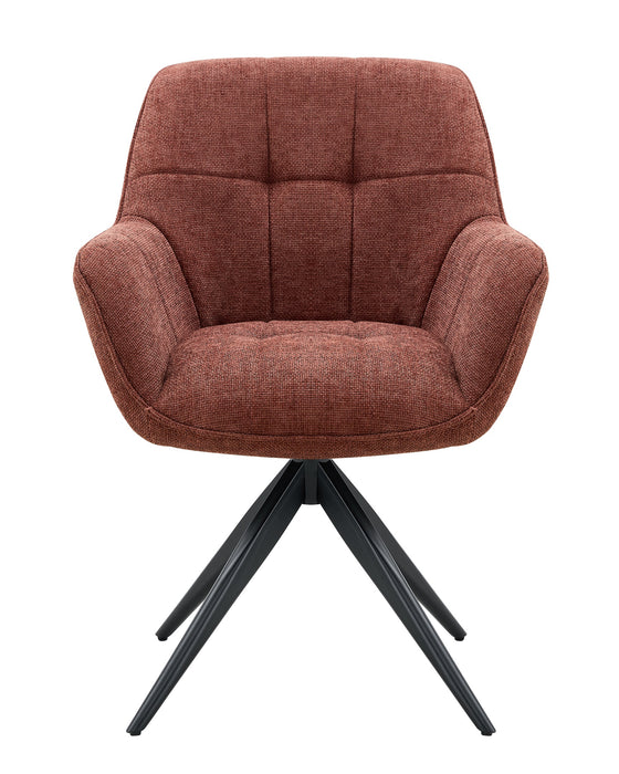 Chaise de Salle à Manger Niort Lin Tissé RougeBrun