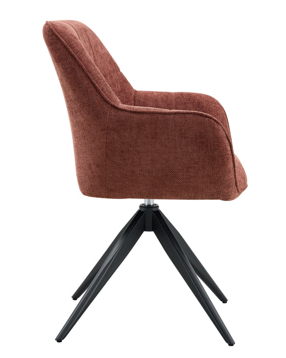 Chaise de Salle à Manger Niort Lin Tissé RougeBrun