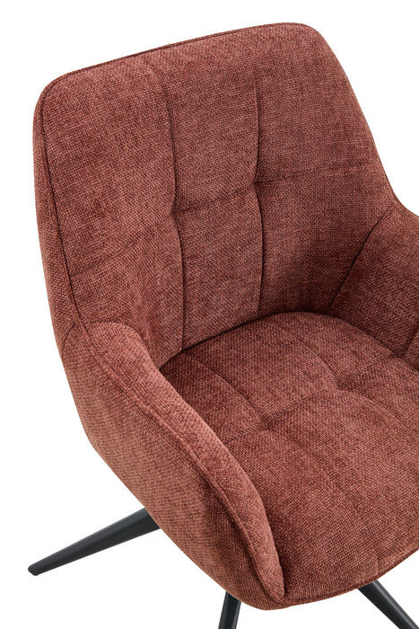 Chaise de Salle à Manger Niort Lin Tissé RougeBrun