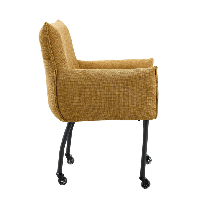 Industriele Eetkamerstoel Ourier Linnen Okergeel