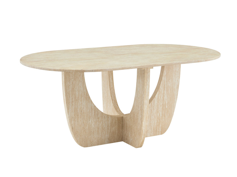 Japandi Eettafel ARMOY Travertin Look 160 cm