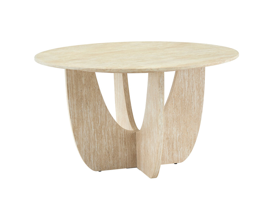 Japandi Rond Eettafel ARMOY Travertin Look 130 cm