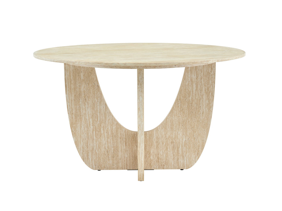 Japandi Rond Eettafel ARMOY Travertin Look 130 cm