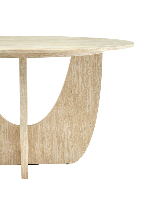 Japandi Rond Eettafel ARMOY Travertin Look 130 cm