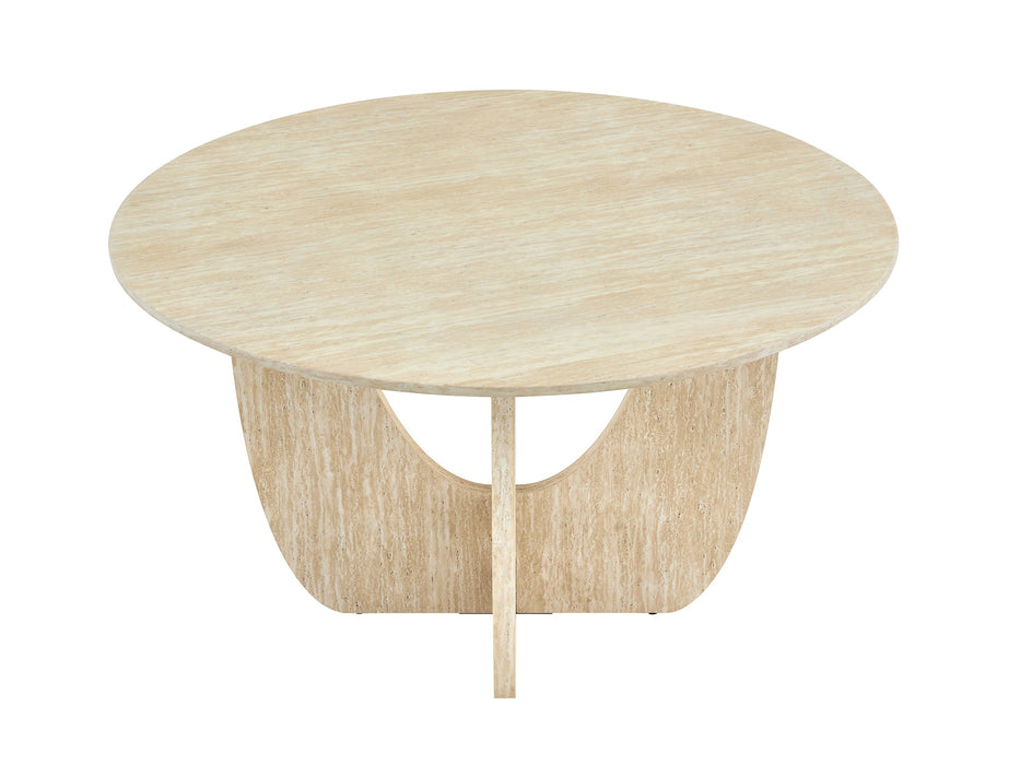 Japandi Rond Eettafel ARMOY Travertin Look 130 cm