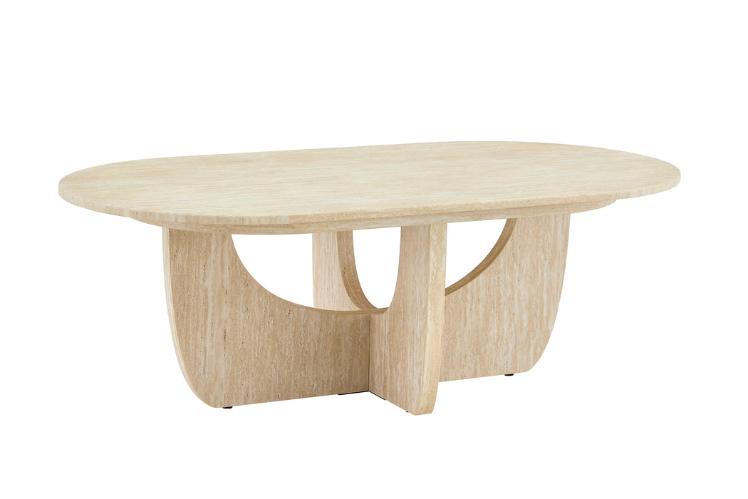 Japandi Salontafel ARMOY Travertin Look 130 cm