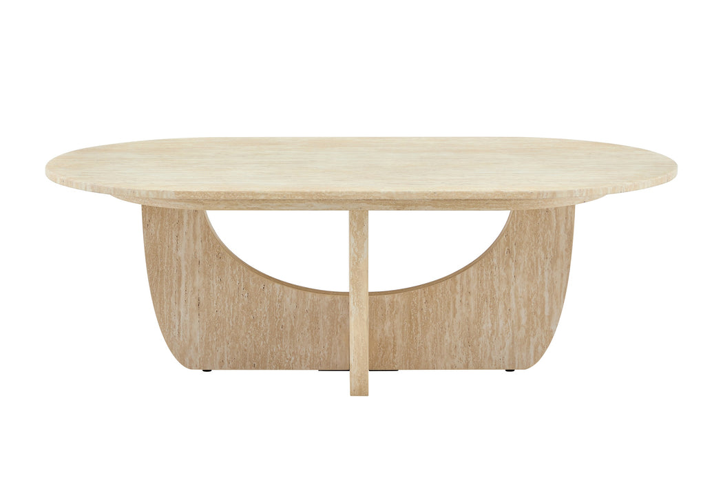 Japandi Salontafel ARMOY Travertin Look 130 cm