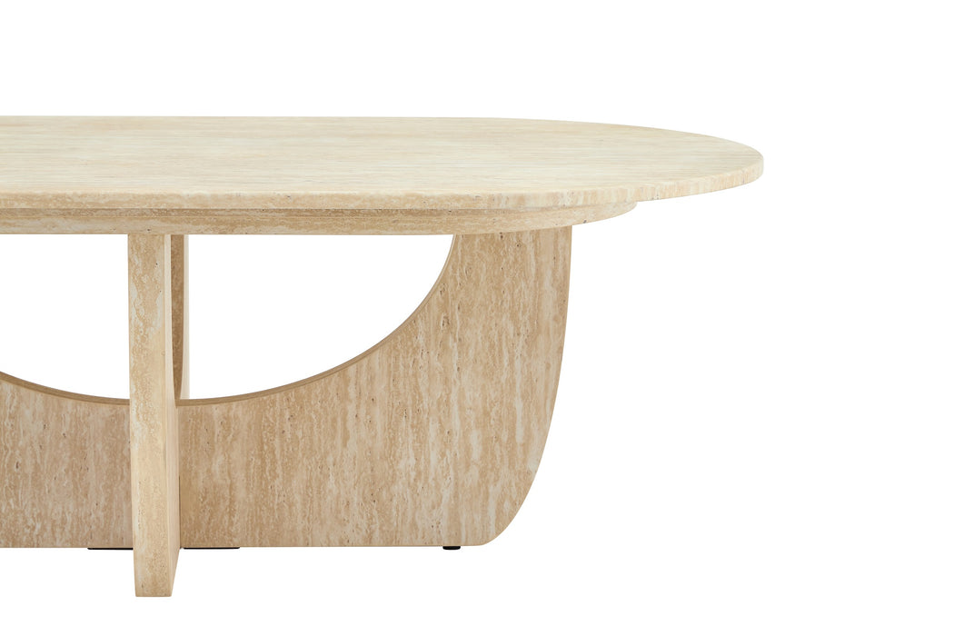 Japandi Salontafel ARMOY Travertin Look 130 cm
