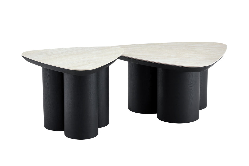 Salontafel RIMOGNE 2-in-1  Set Keramiek Wit