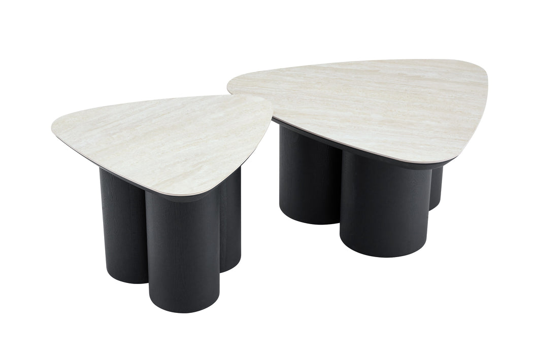 Salontafel RIMOGNE 2-in-1  Set Keramiek Wit
