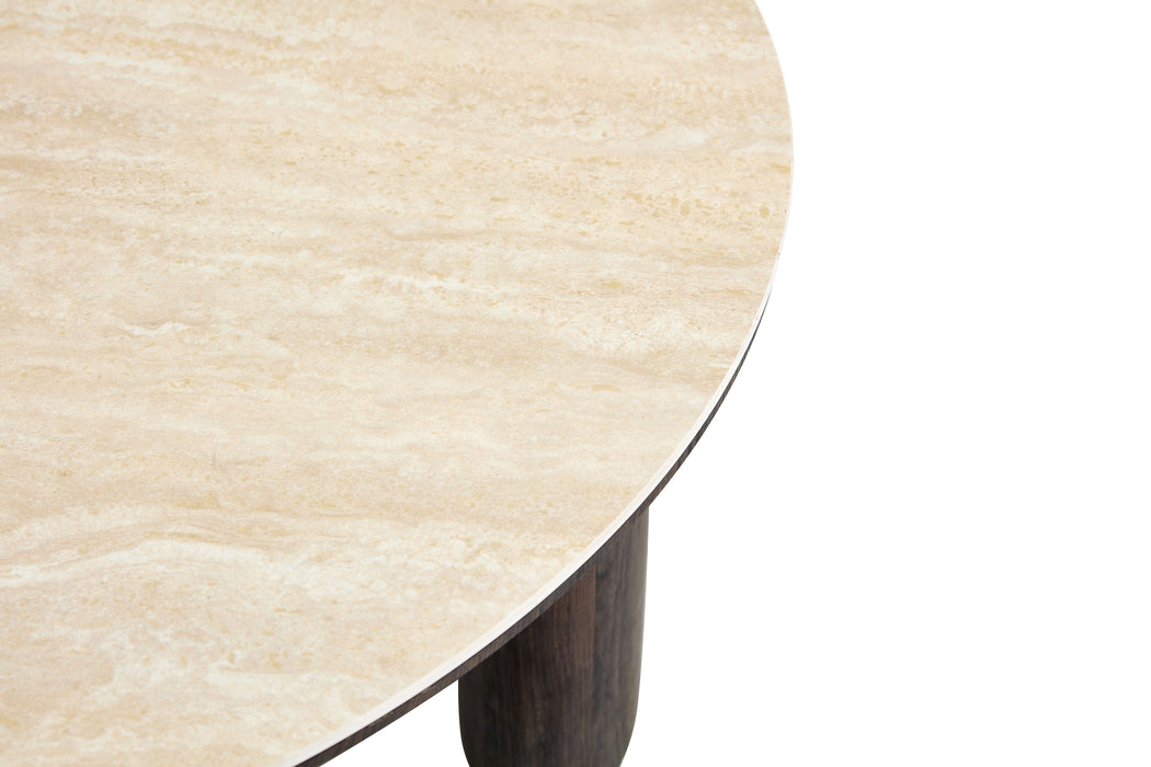 2IN1 set Salontafel CHERON Organisch Keramiek Travertin Look