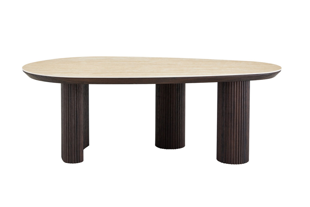 Salontafel CORCONE Organisch Keramiek Travertin Look 130 cm