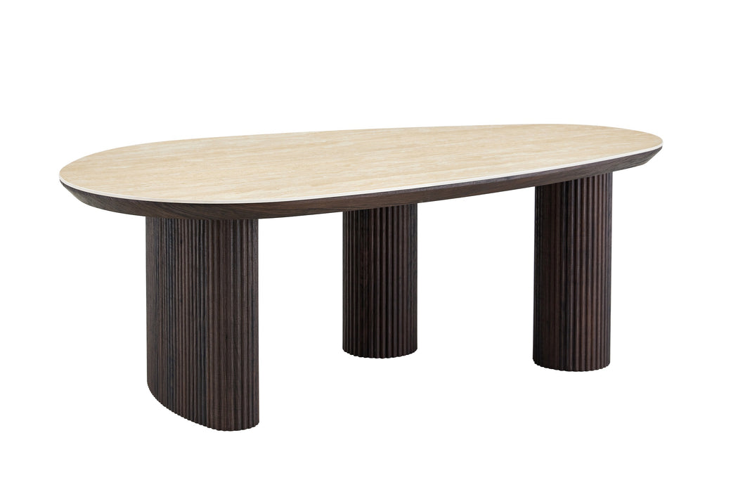 Salontafel CORCONE Organisch Keramiek Travertin Look 130 cm