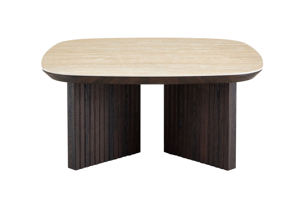 Table basse SAMOIS Céramique Travertin 90 x 90 cm