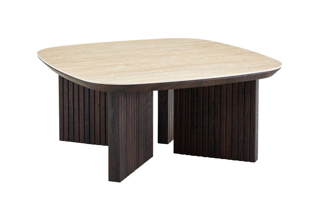 Table basse SAMOIS Céramique Travertin 90 x 90 cm