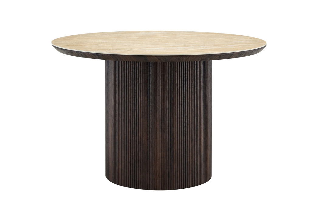 Eettafel CORRENS Rond Keramiek Walnoot 120 cm