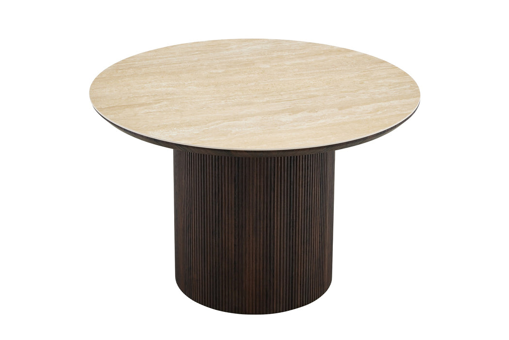 Eettafel CORRENS Rond Keramiek Walnoot 120 cm
