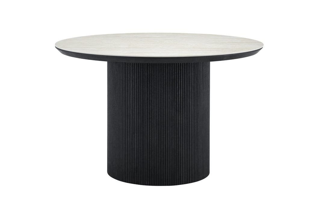 Table à manger CORRENS Céramique Noir Ronde 120 cm