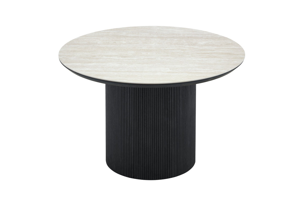 Table à manger CORRENS Céramique Noir Ronde 120 cm
