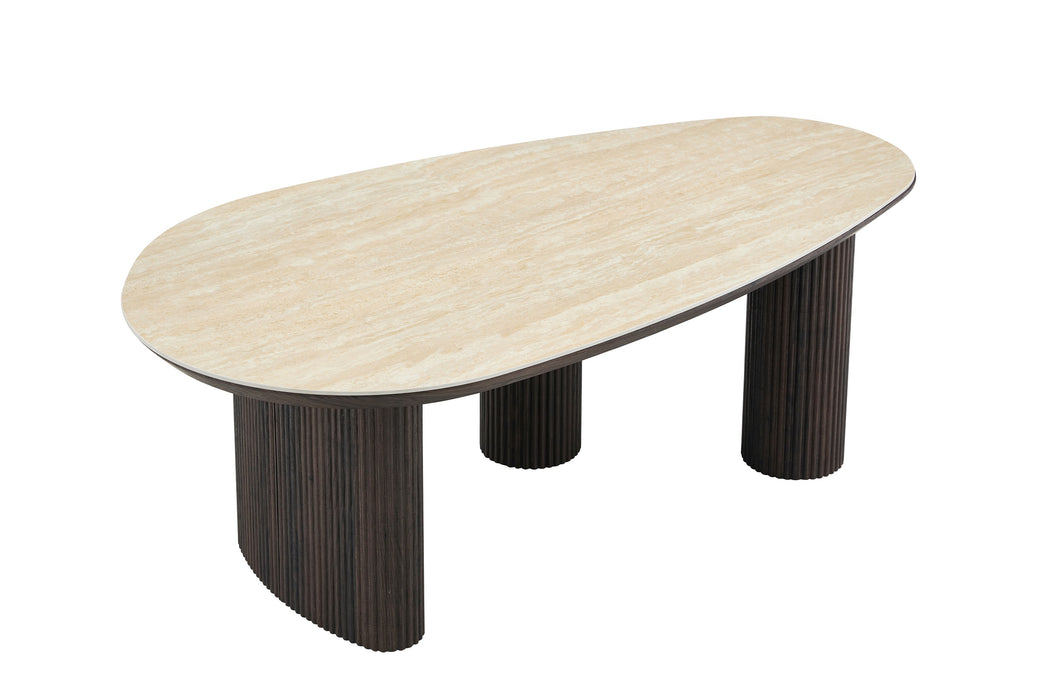 Salontafel CORCONE Organisch Keramiek Travertin Look 130 cm