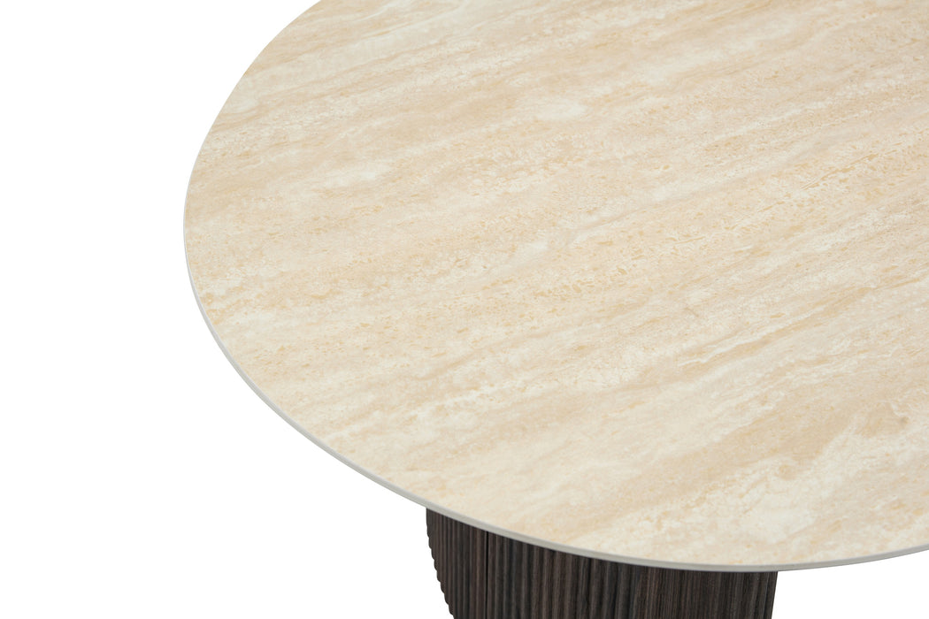Salontafel CORCONE Organisch Keramiek Travertin Look 130 cm