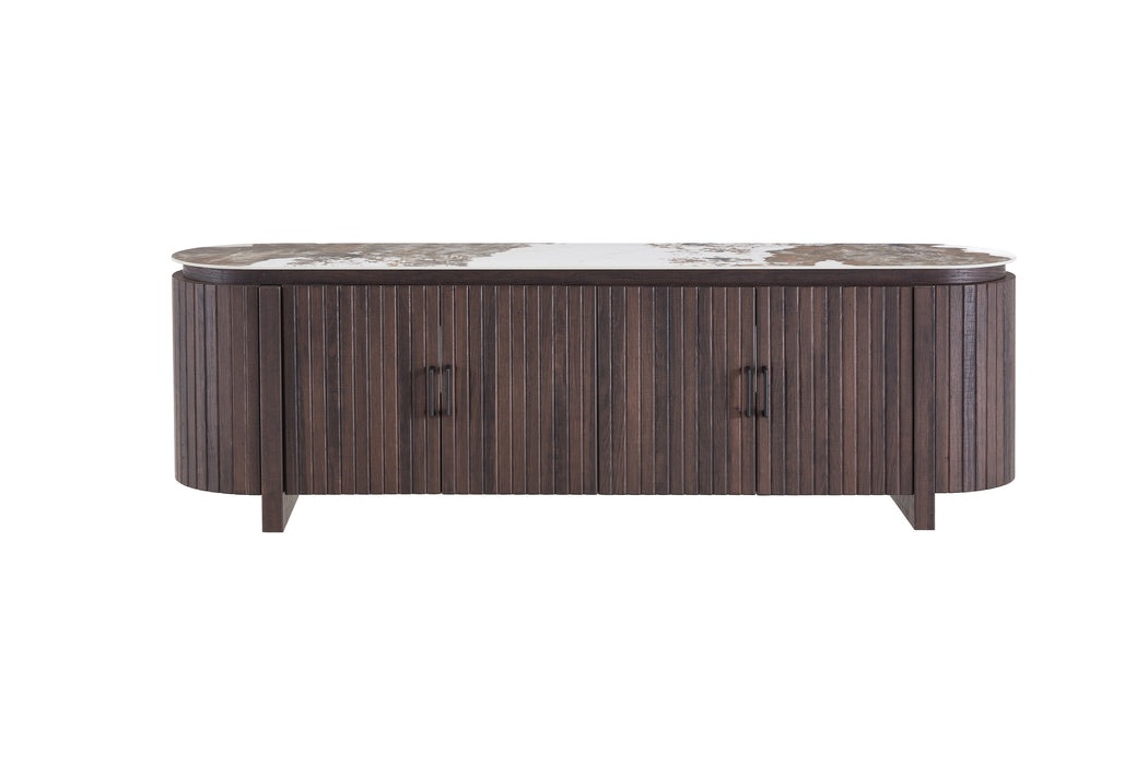 Meuble TV PANDORA Céramique Noyer 180 cm