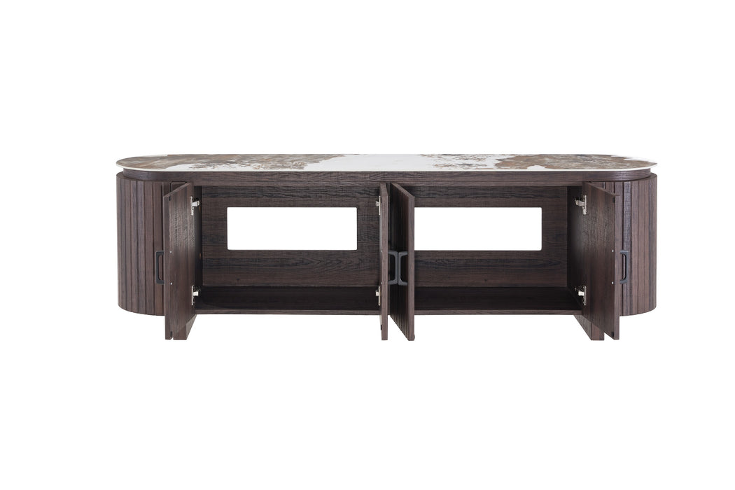 Meuble TV PANDORA Céramique Noyer 180 cm