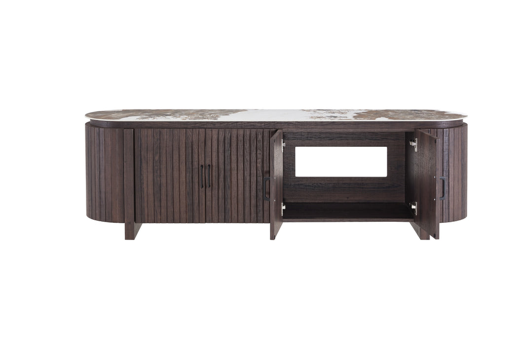 Meuble TV PANDORA Céramique Noyer 180 cm