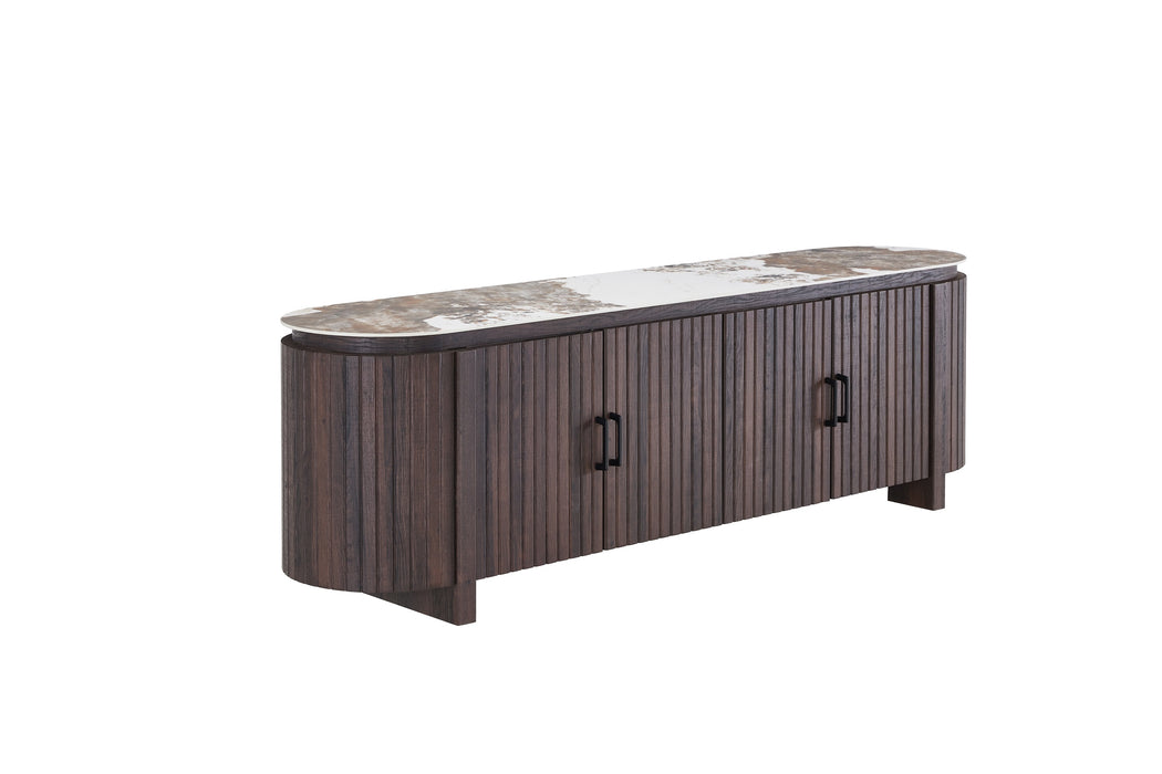 Meuble TV PANDORA Céramique Noyer 180 cm