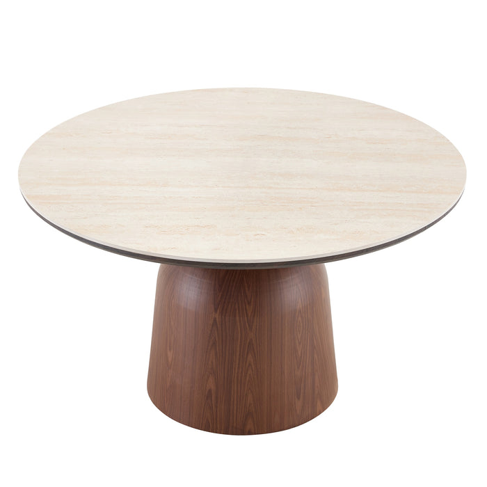 Eettafel MEDARD Rond 130 cm Travertin Look