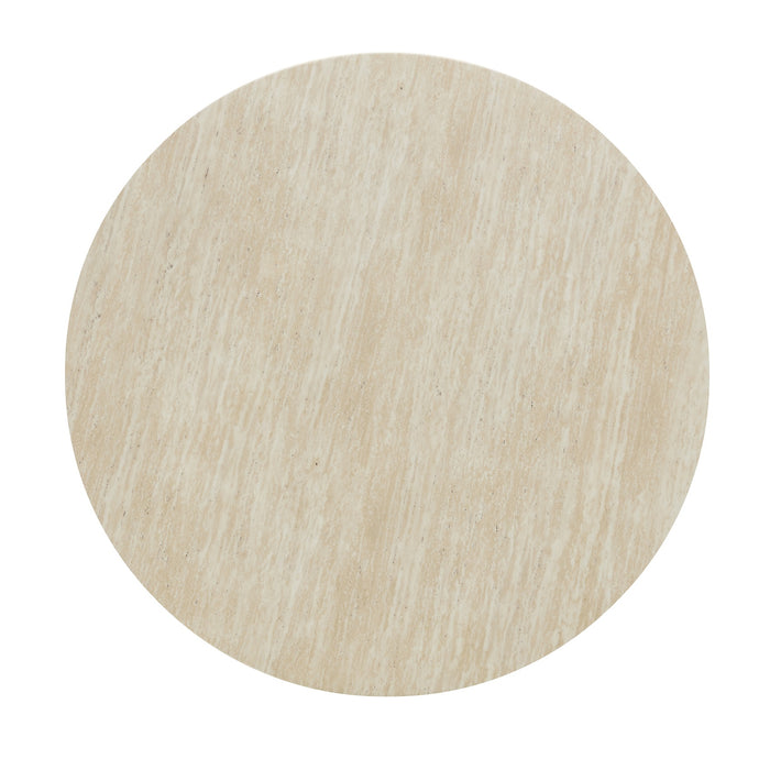 Japandi Runder Esstisch Gemont Ø130 cm Travertin-Optik