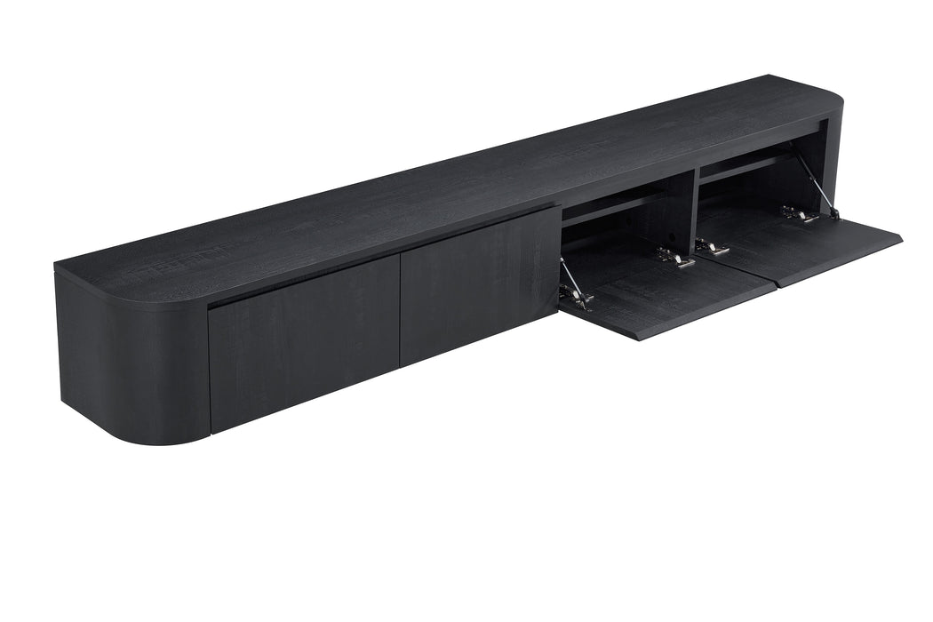 Meuble TV Suspendu Japandi SAUVERN Organique NOIR 240CM