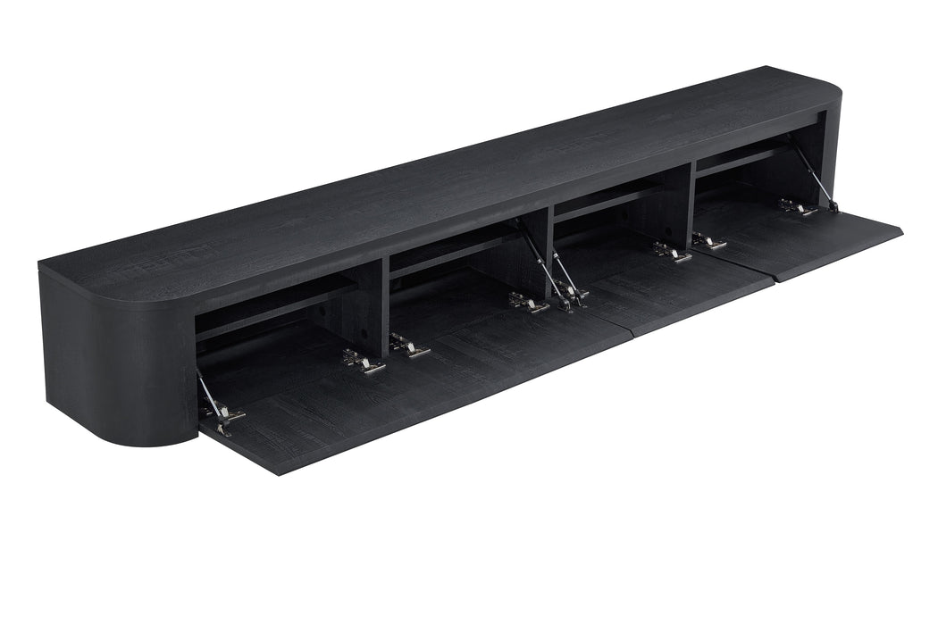 Meuble TV Suspendu Japandi SAUVERN Organique NOIR 240CM