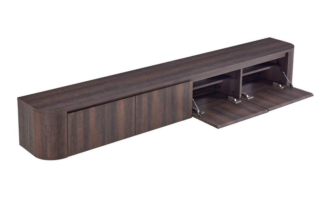 Meuble TV Suspendu Japandi SAUVERN Organique Noyer 240CM