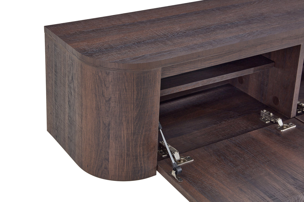 Meuble TV Suspendu Japandi SAUVERN Organique Noyer 240CM