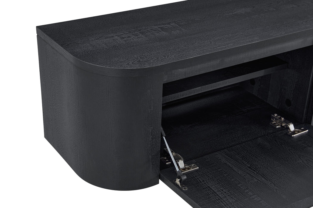 Meuble TV Suspendu Japandi SAUVERN Organique NOIR 240CM