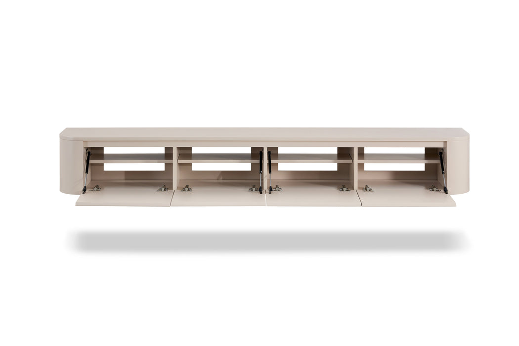 Meuble TV Suspendu Japandi SAUVERN Organique Ivoire 240CM