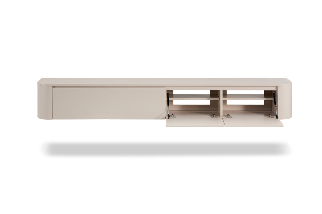 Meuble TV Suspendu Japandi SAUVERN Organique Ivoire 240CM