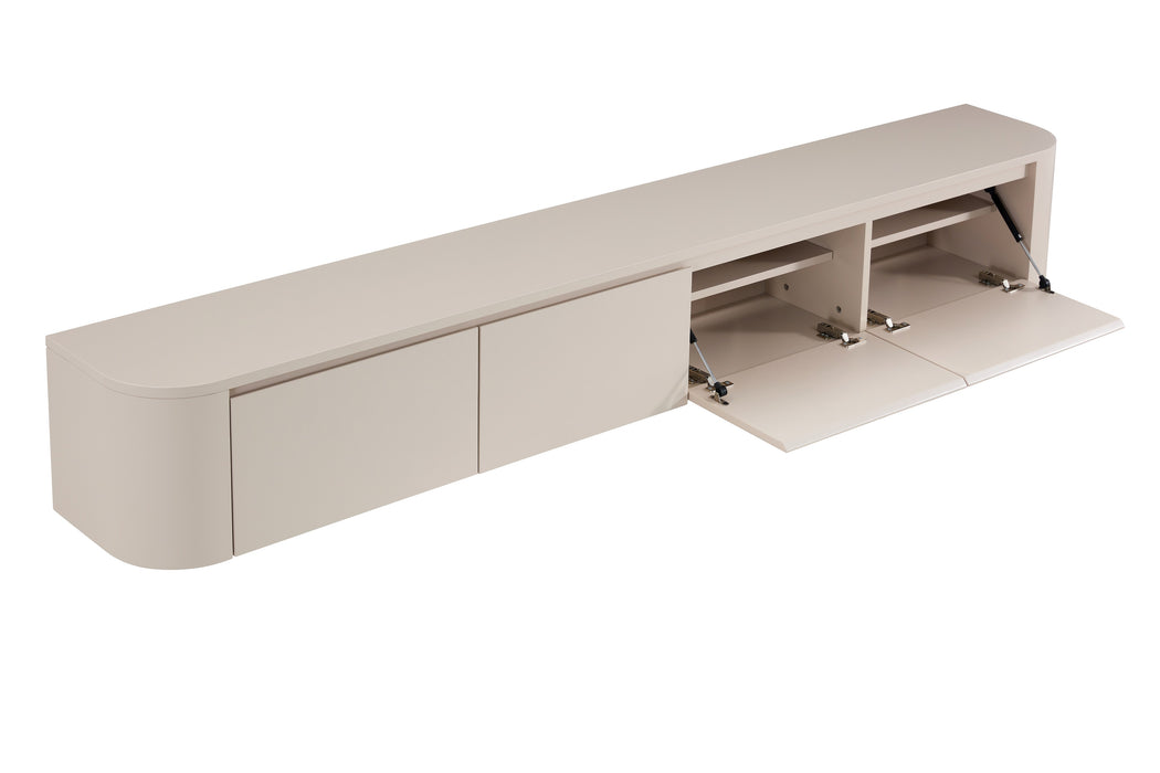 Meuble TV Suspendu Japandi SAUVERN Organique Ivoire 240CM