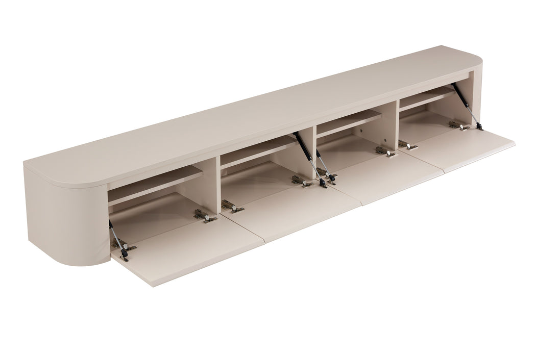 Meuble TV Suspendu Japandi SAUVERN Organique Ivoire 240CM