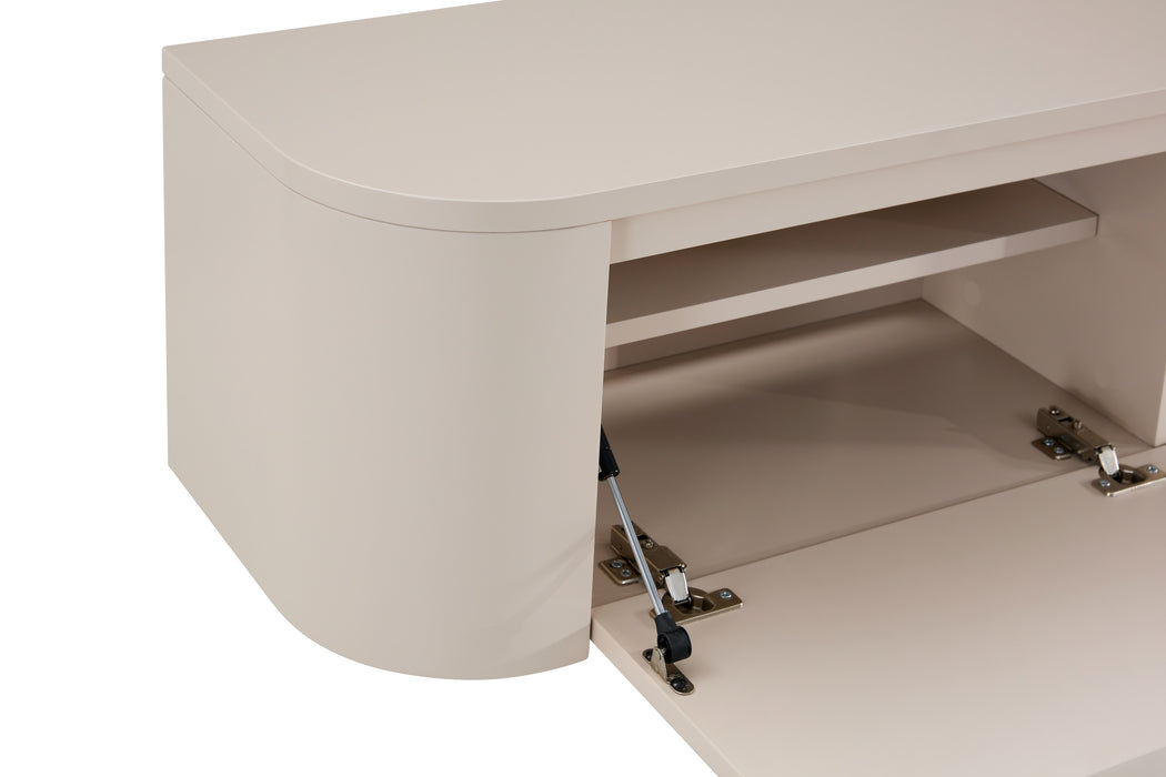 Meuble TV Suspendu Japandi SAUVERN Organique Ivoire 240CM